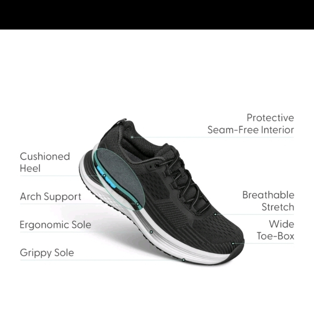 Orthofeet Relay - Women's Running Shoe - Black 87001M - Picture 7 of 9